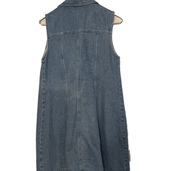 Asos Denim Vest Dress Sleeveless Button Front Jeans Dress UK 10 US 6 - Picture 3 of 5